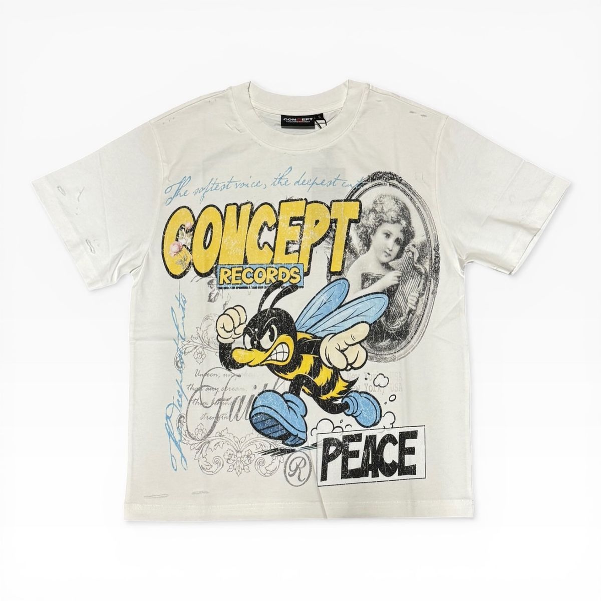 Records Tee - White/Yellow