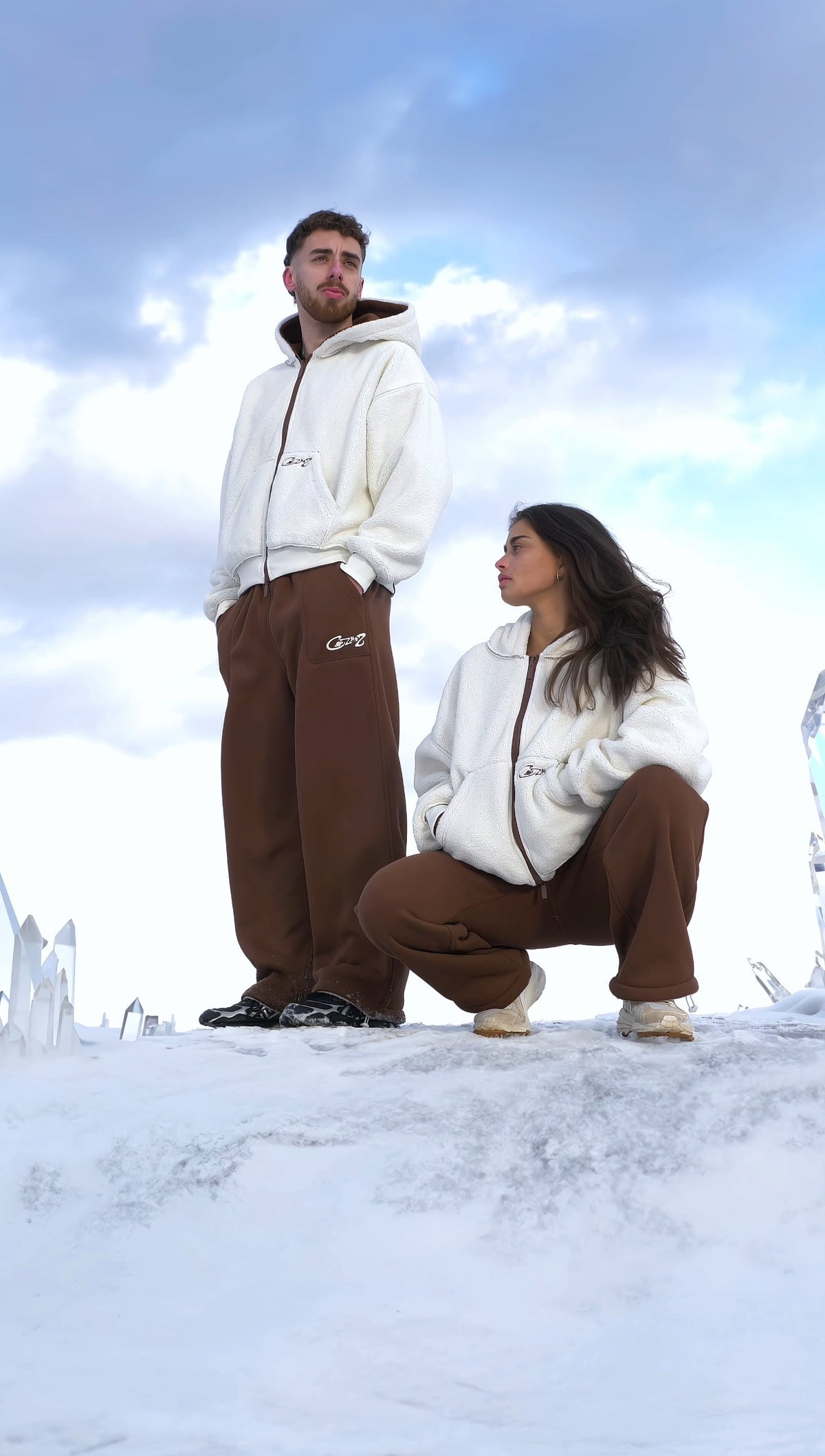 Reversible sweatpants(Brown & Cream)