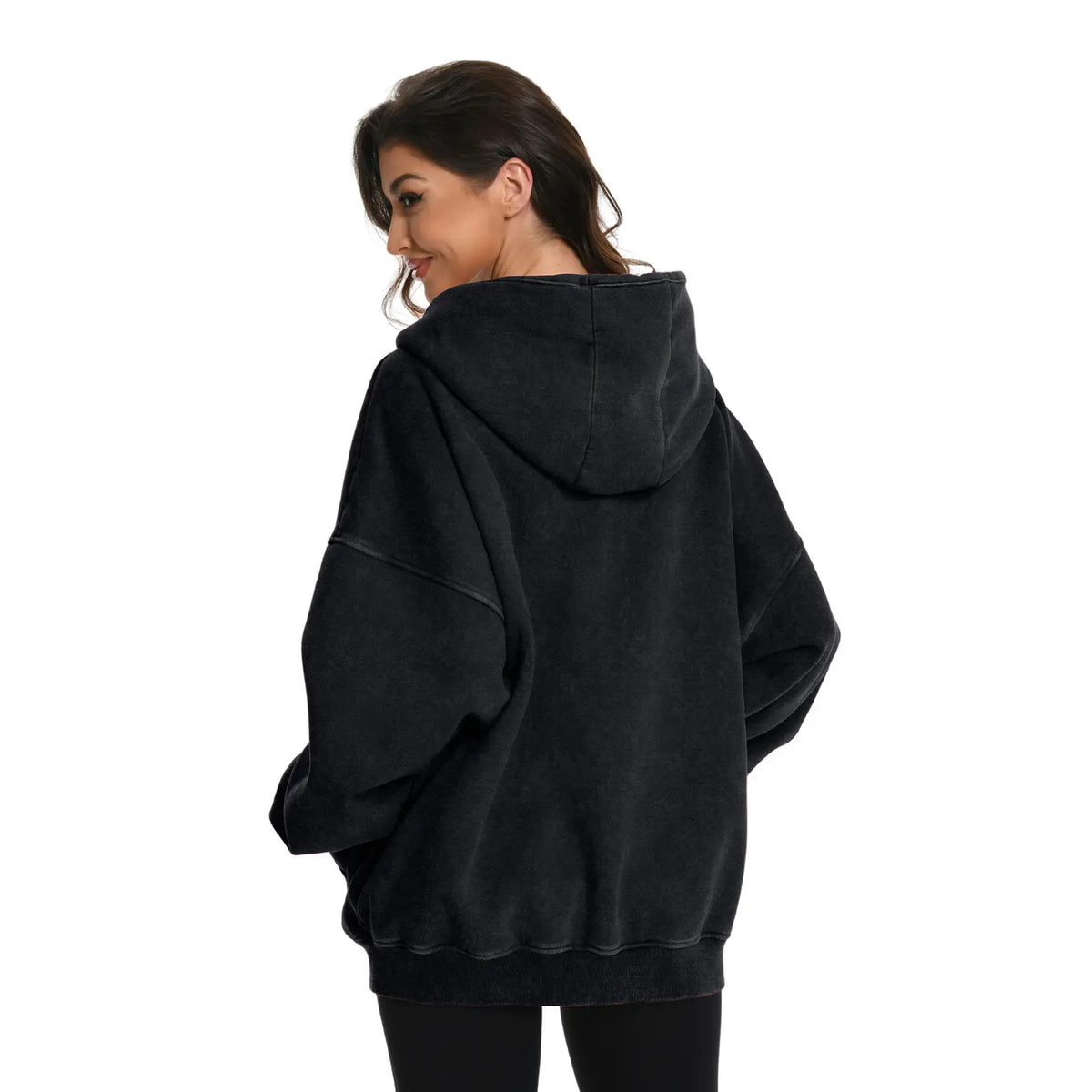 Unisex Oversized Acid Wash Zip Hoodie