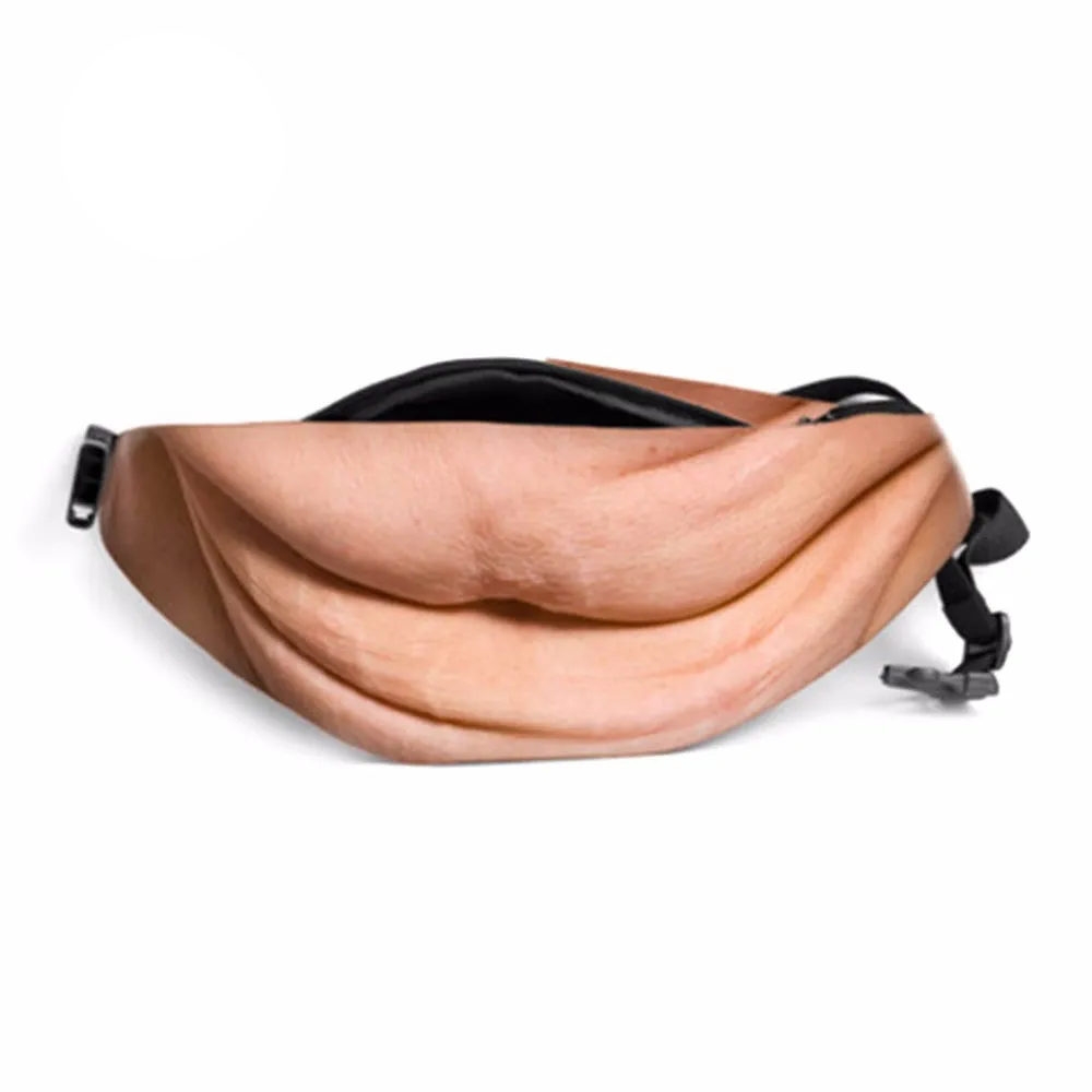 Waist Pack Realistic Looking Large Capacity Oxford Cloth 3D Artificial Dad Beer Belly Fanny Bag for Travel