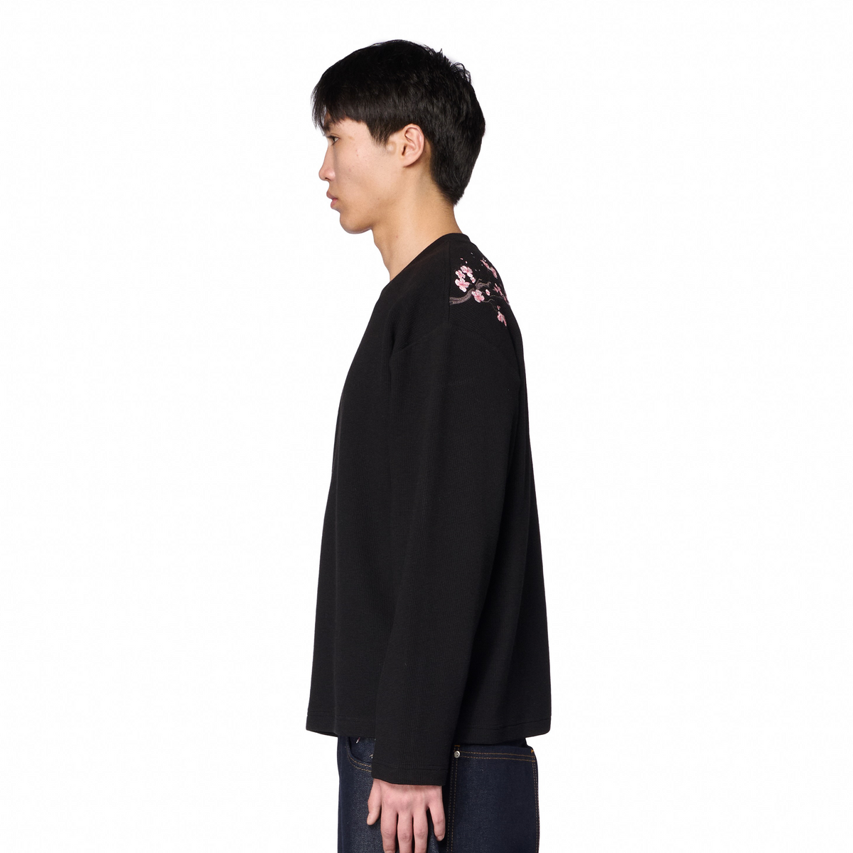 "blossom" waffle Longsleeve black