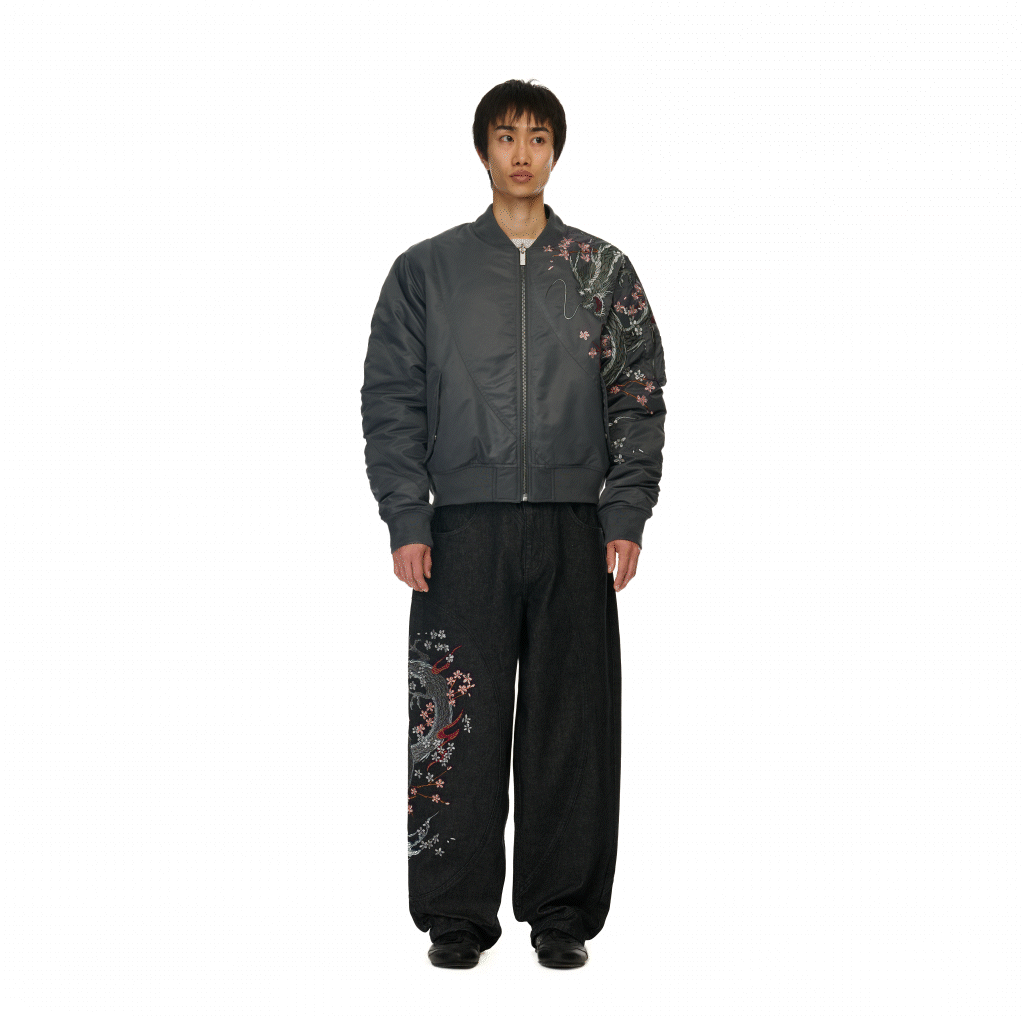 "yakuza v2" bomber Jacket dark grey