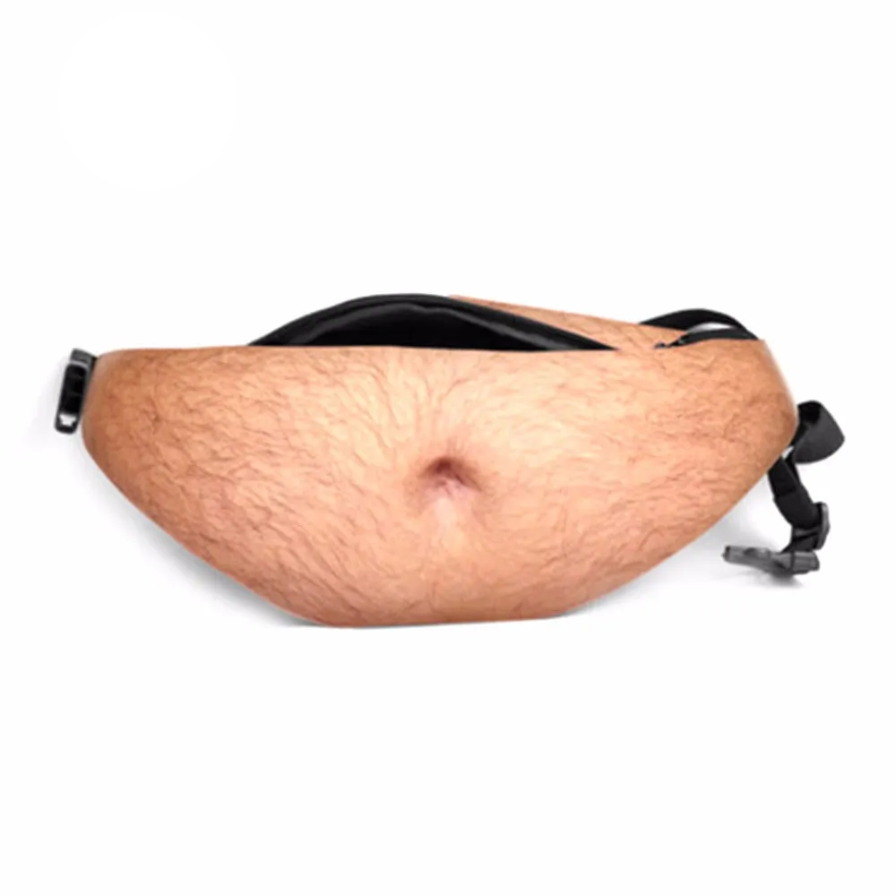 Waist Pack Realistic Looking Large Capacity Oxford Cloth 3D Artificial Dad Beer Belly Fanny Bag for Travel