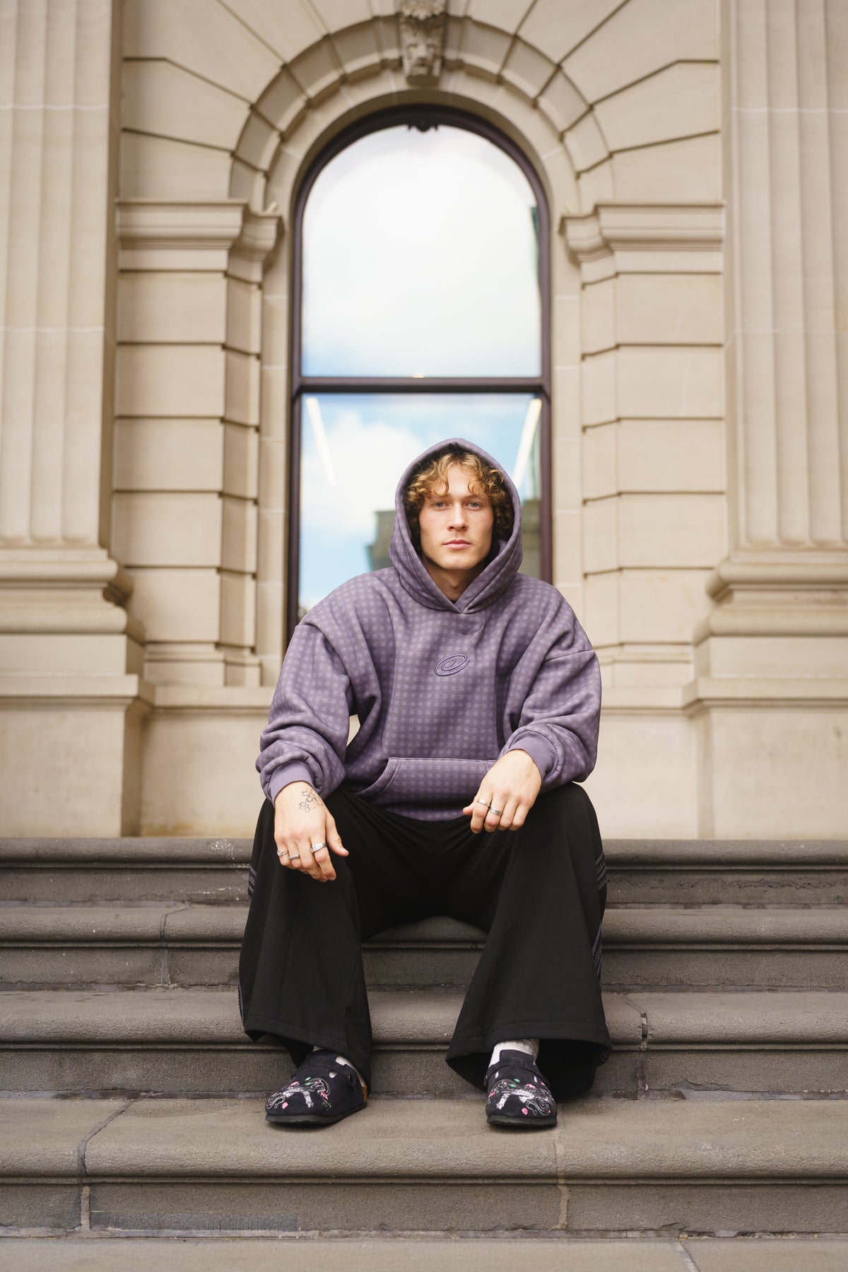 Gingham Hoodie - Vintage Purple