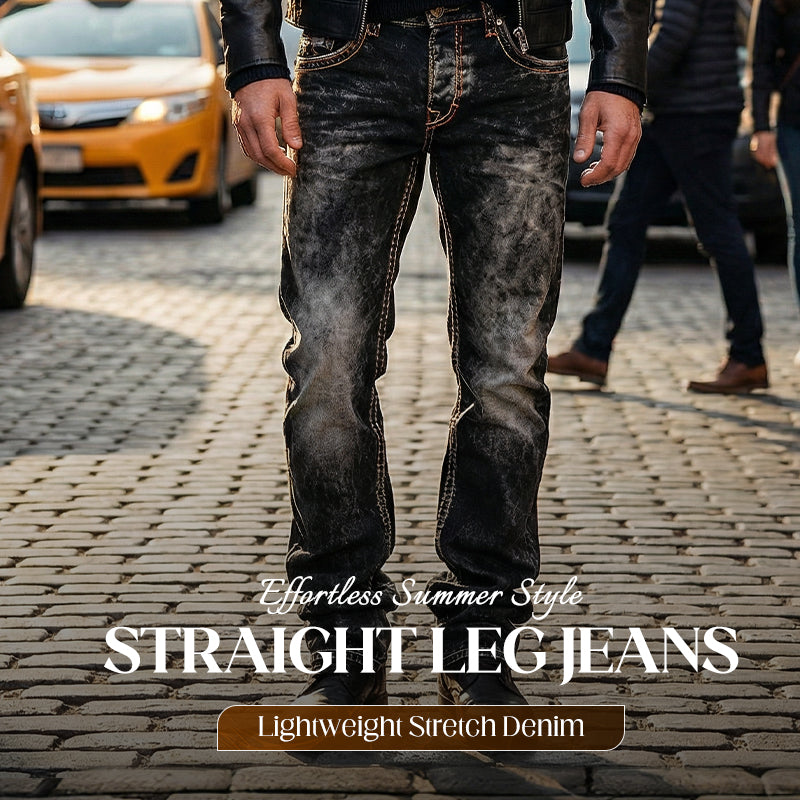 Unkomplizierte Sommer-Jeans für Herren – leichte Stretch-Qualität, gerader Schnitt,
