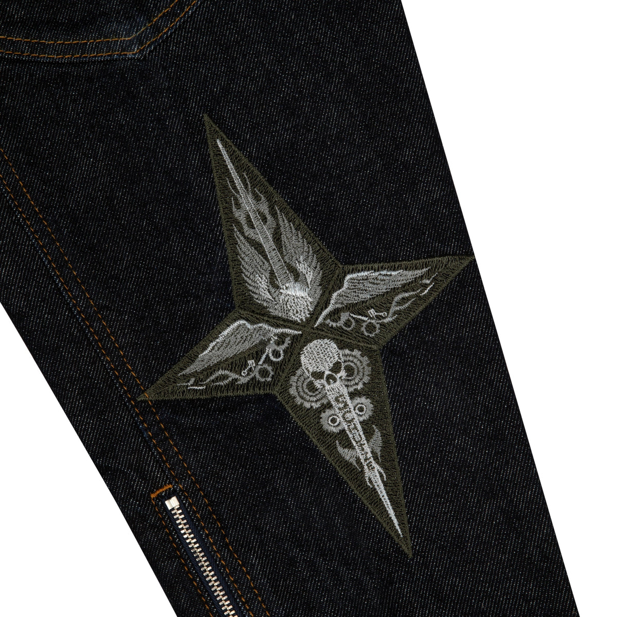 "hellboy" indigo raw denim Biker jacket