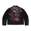 "hellboy" indigo raw denim Biker jacket