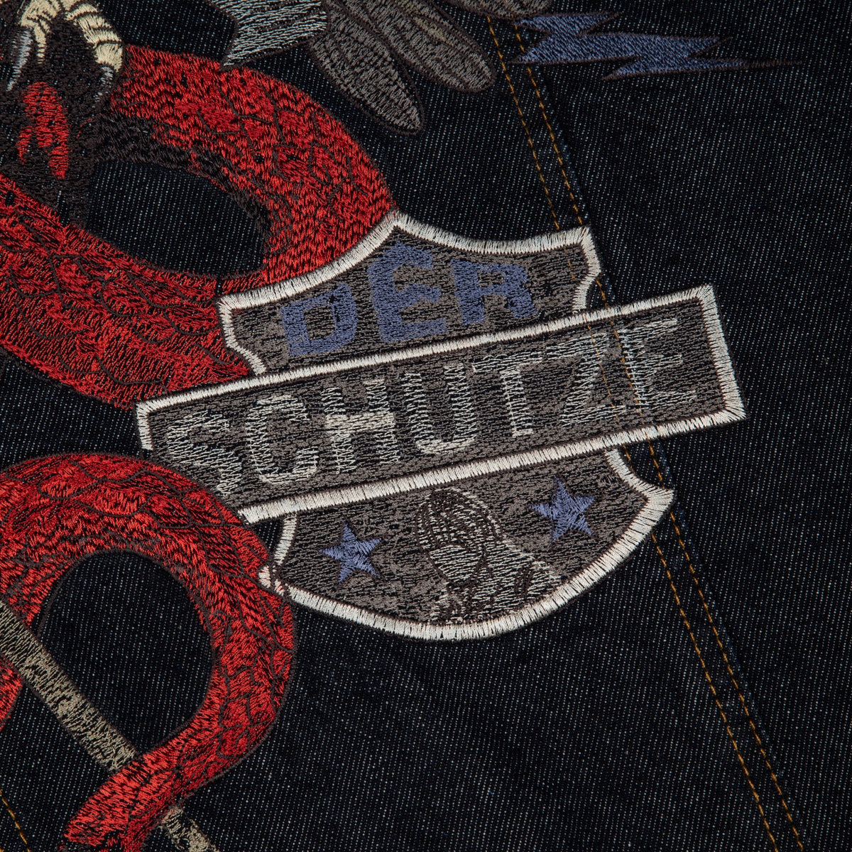 "hellboy" indigo raw denim Biker jacket