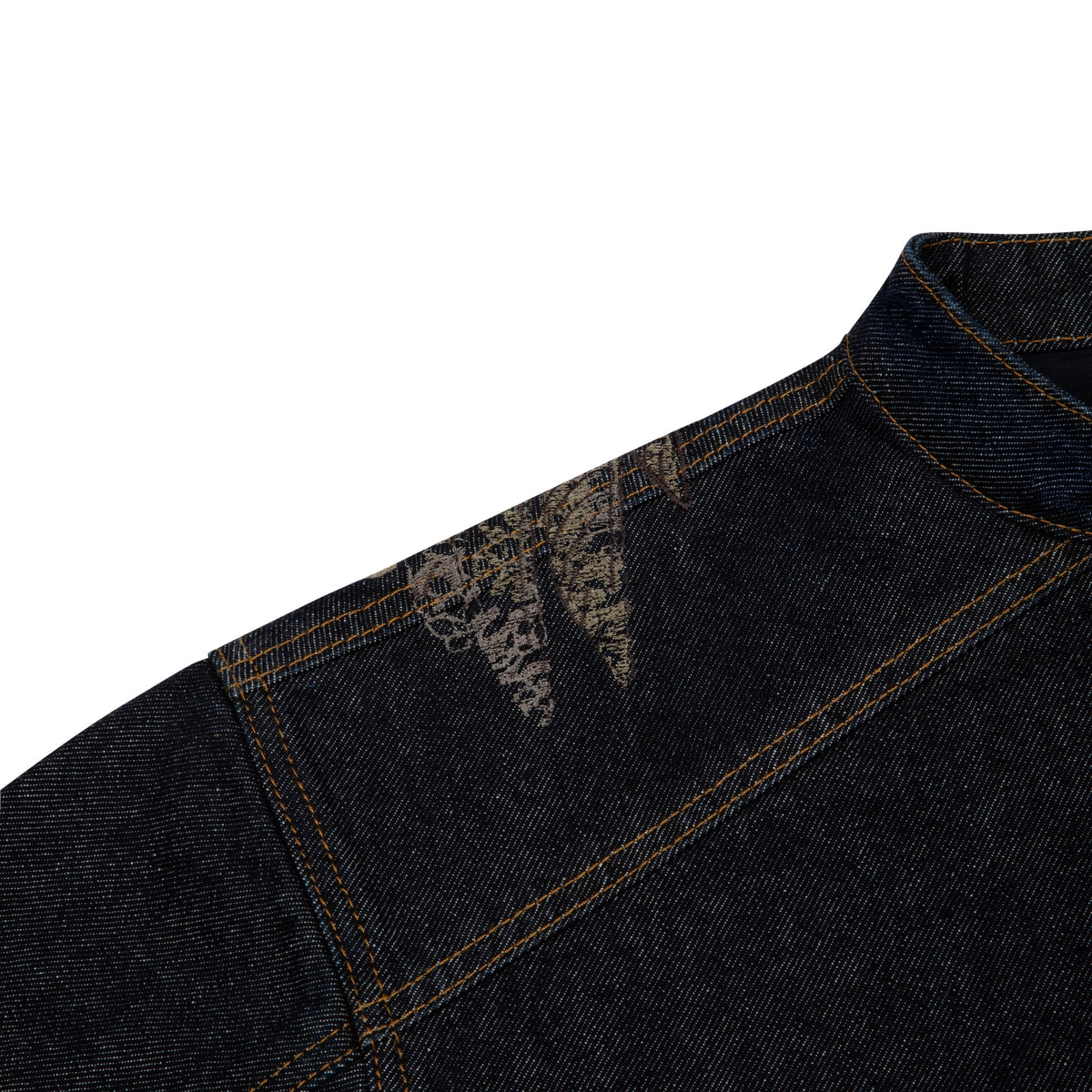 "hellboy" indigo raw denim Biker jacket