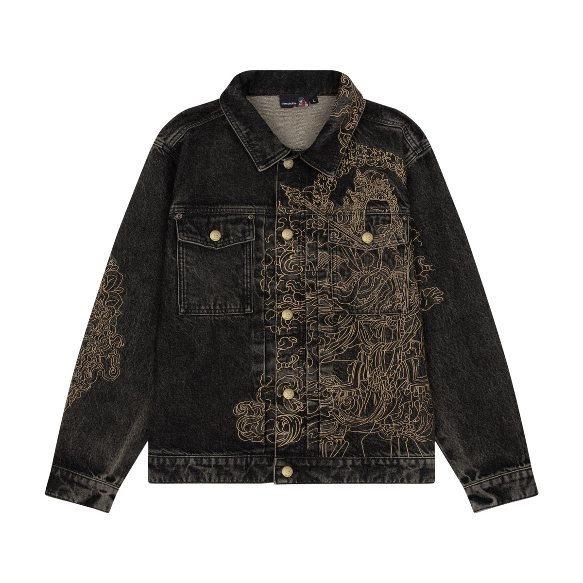 "lotus v2" denim Jacket black