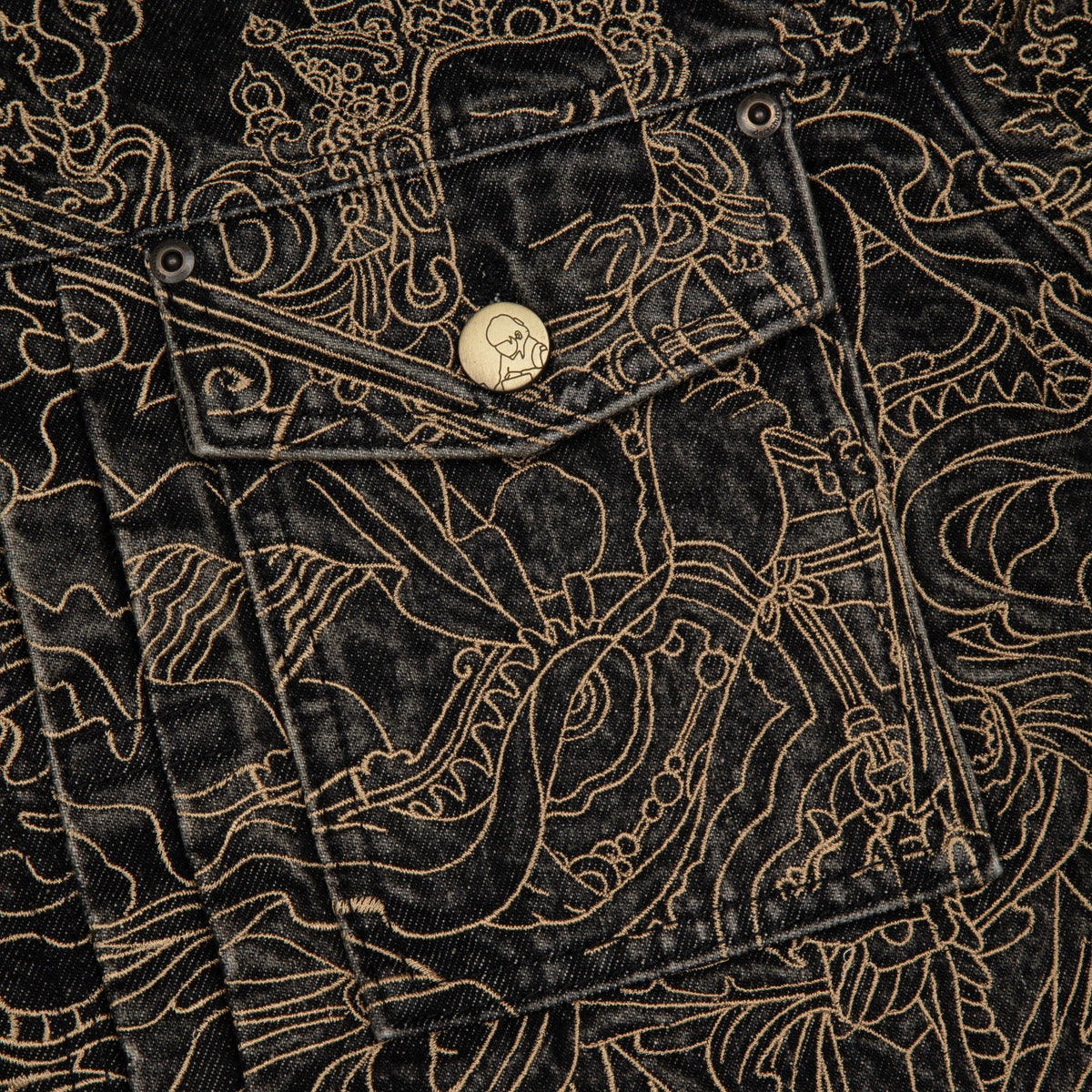 "lotus v2" denim Jacket black