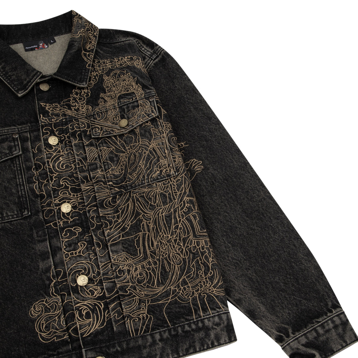 "lotus v2" denim Jacket black