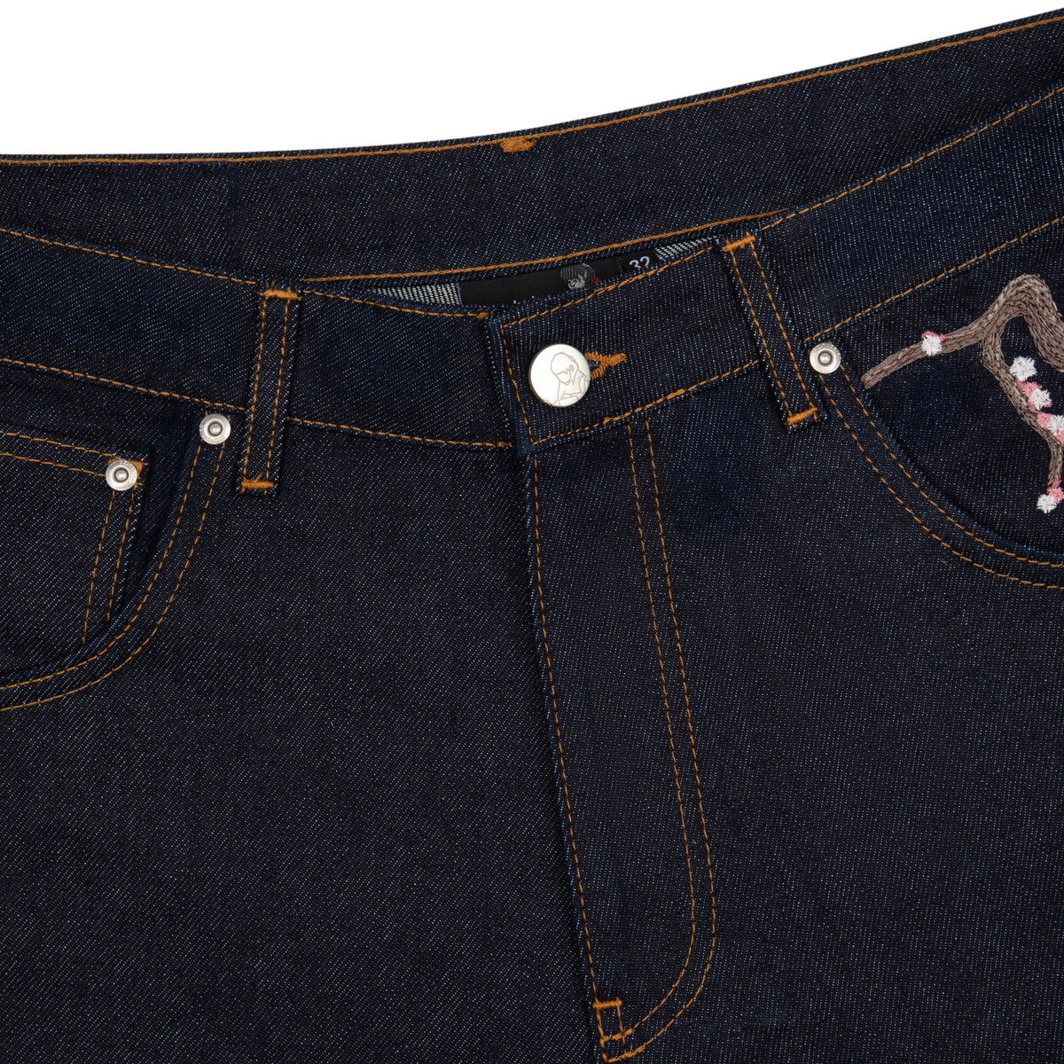 "blossom" indigo raw Jorts