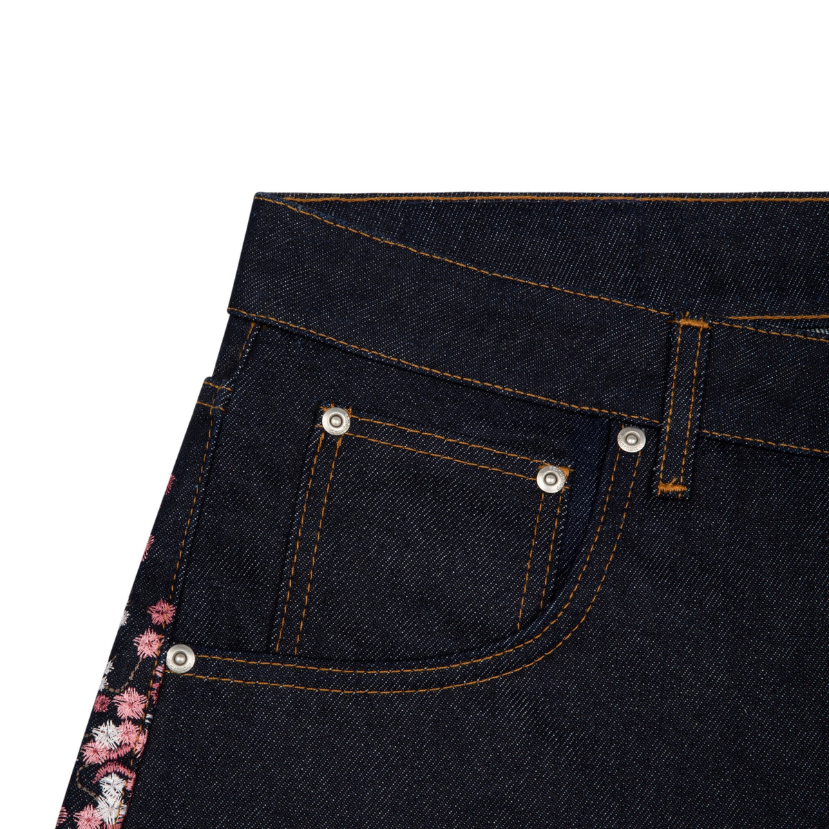 "blossom" indigo raw Jorts
