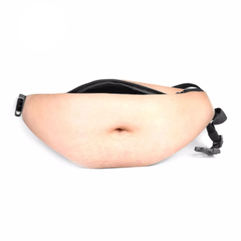 Waist Pack Realistic Looking Large Capacity Oxford Cloth 3D Artificial Dad Beer Belly Fanny Bag for Travel