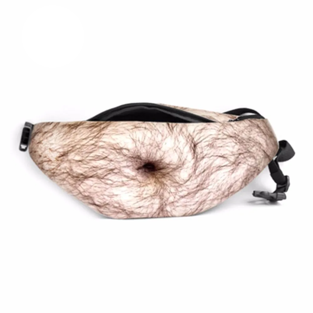 Waist Pack Realistic Looking Large Capacity Oxford Cloth 3D Artificial Dad Beer Belly Fanny Bag for Travel