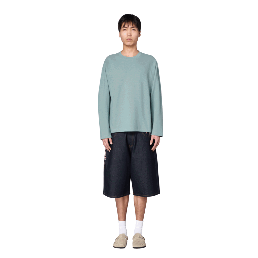 "blossom" waffle Longsleeve blue
