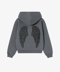 HOODIE ANGEL CHARCOAL GREY STRASS BLACK
