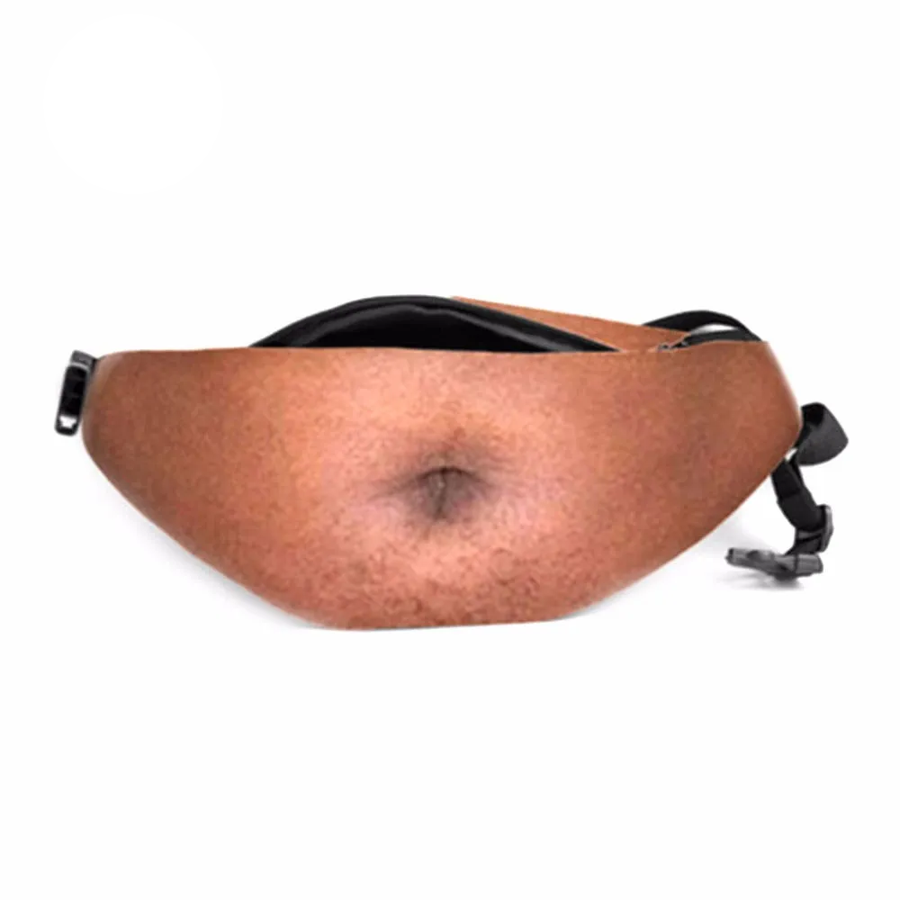 Waist Pack Realistic Looking Large Capacity Oxford Cloth 3D Artificial Dad Beer Belly Fanny Bag for Travel