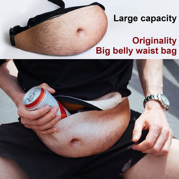Waist Pack Realistic Looking Large Capacity Oxford Cloth 3D Artificial Dad Beer Belly Fanny Bag for Travel