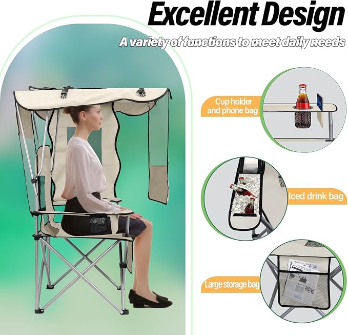 Oversized Portable Canopy Chair for Camping, Beach & Fishing