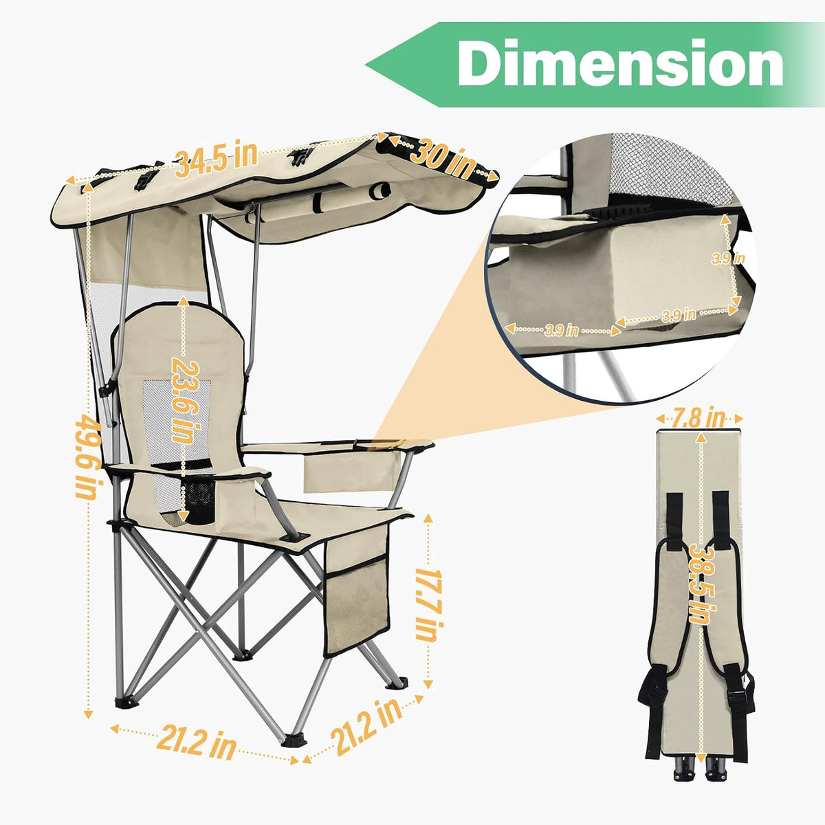 Oversized Portable Canopy Chair for Camping, Beach & Fishing