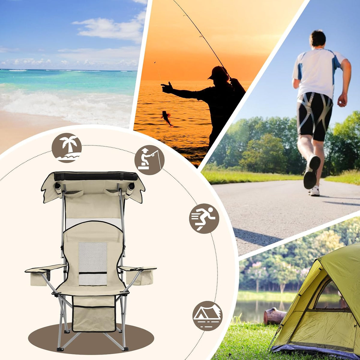 Oversized Portable Canopy Chair for Camping, Beach & Fishing