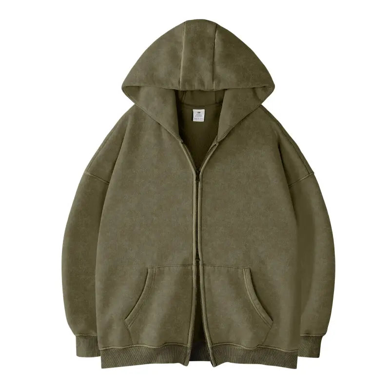 Unisex Oversized Acid Wash Zip Hoodie