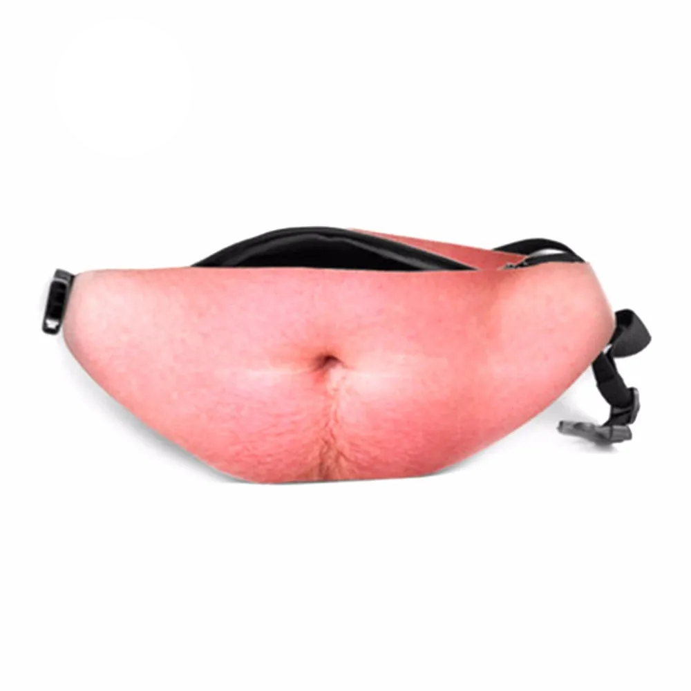 Waist Pack Realistic Looking Large Capacity Oxford Cloth 3D Artificial Dad Beer Belly Fanny Bag for Travel