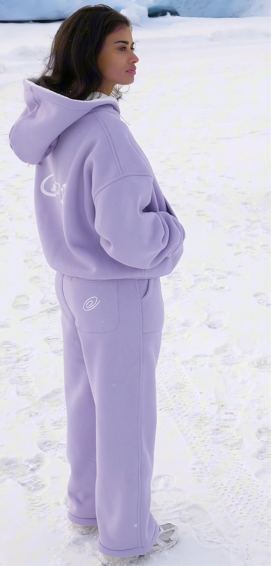 Reverisble zip-up Hoodie(Lilac & White)