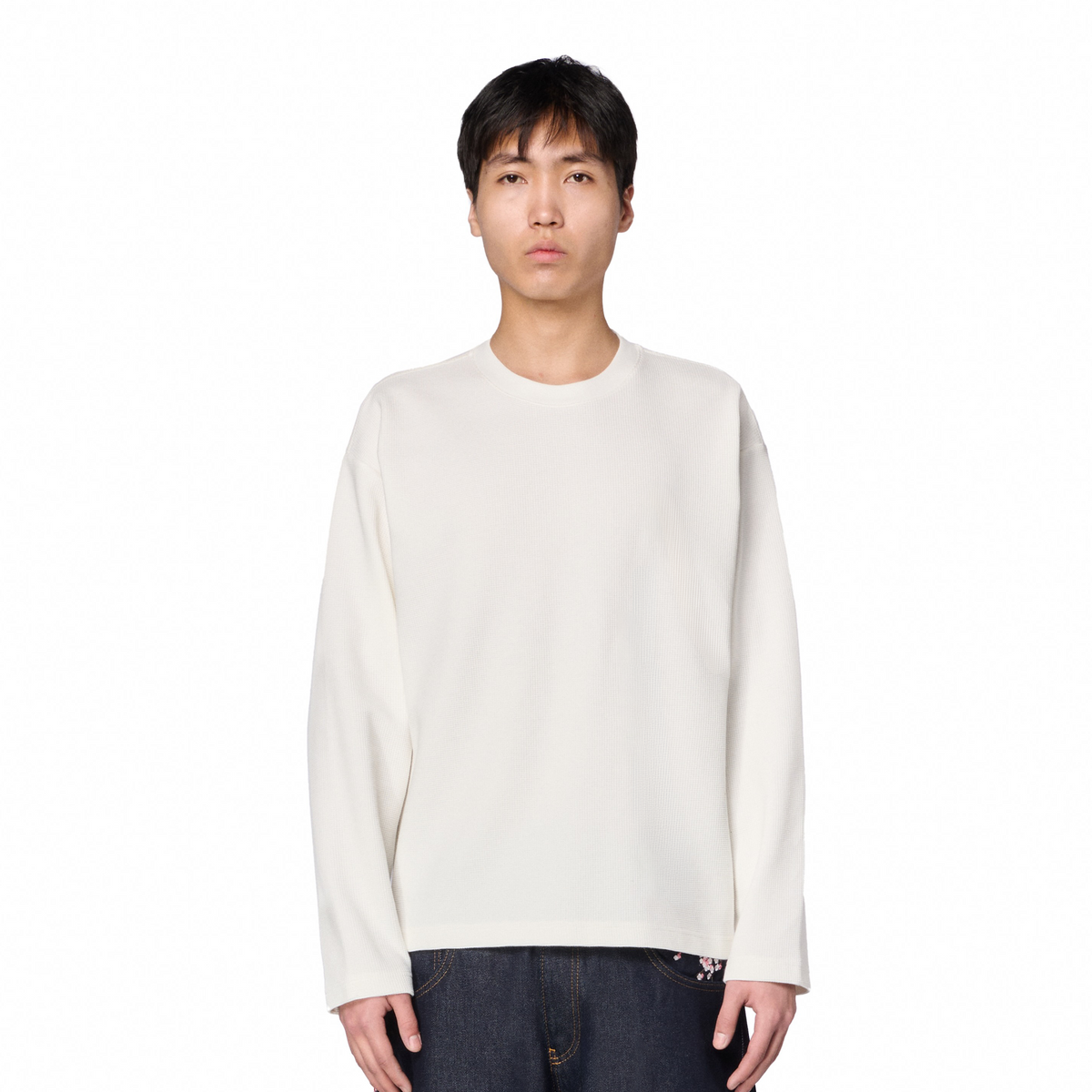 "blossom" waffle Longsleeve off white