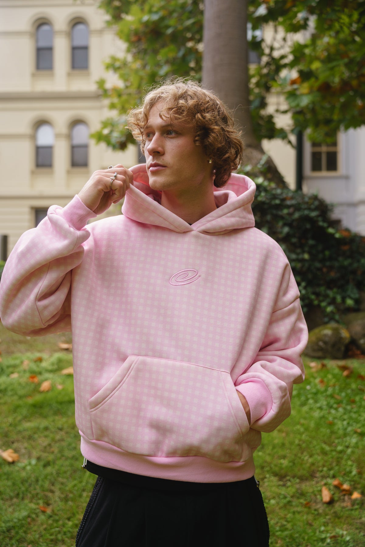 Gingham Hoodie - Pink