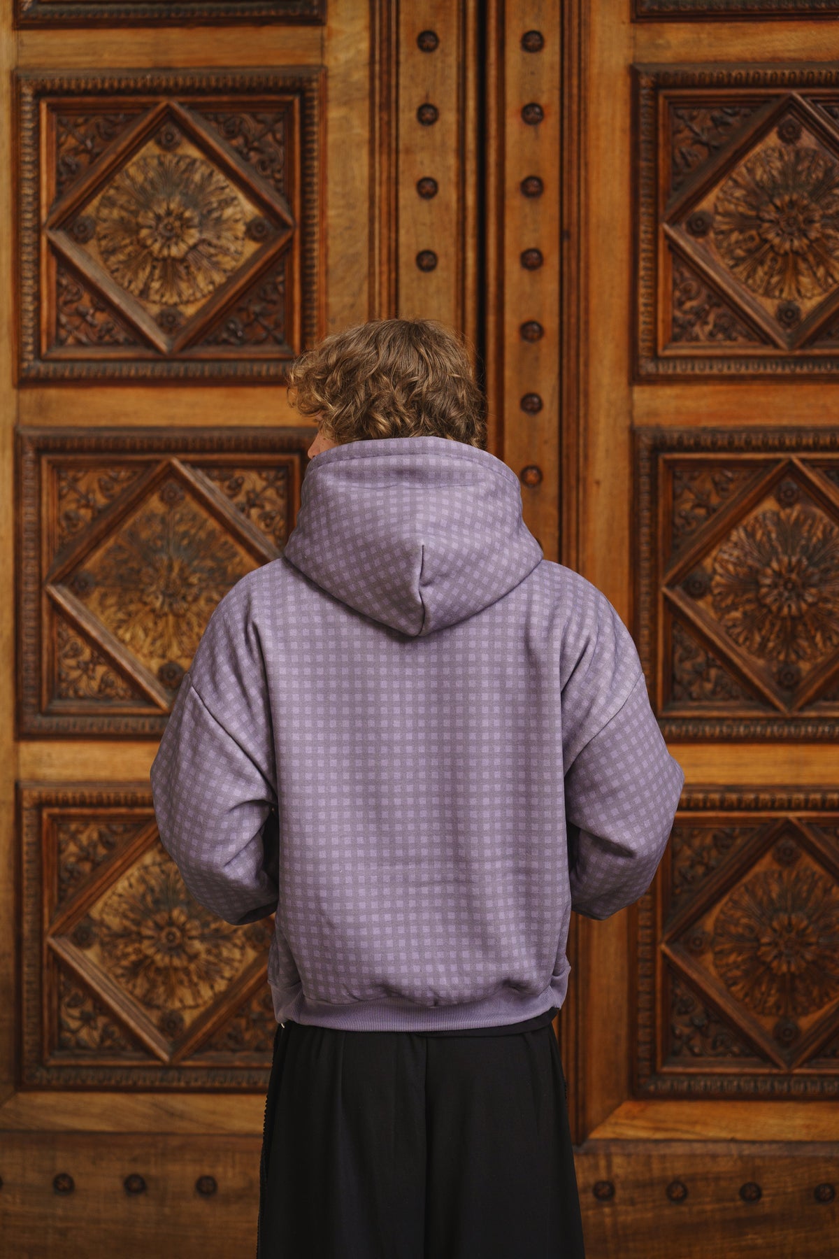 Gingham Hoodie - Vintage Purple