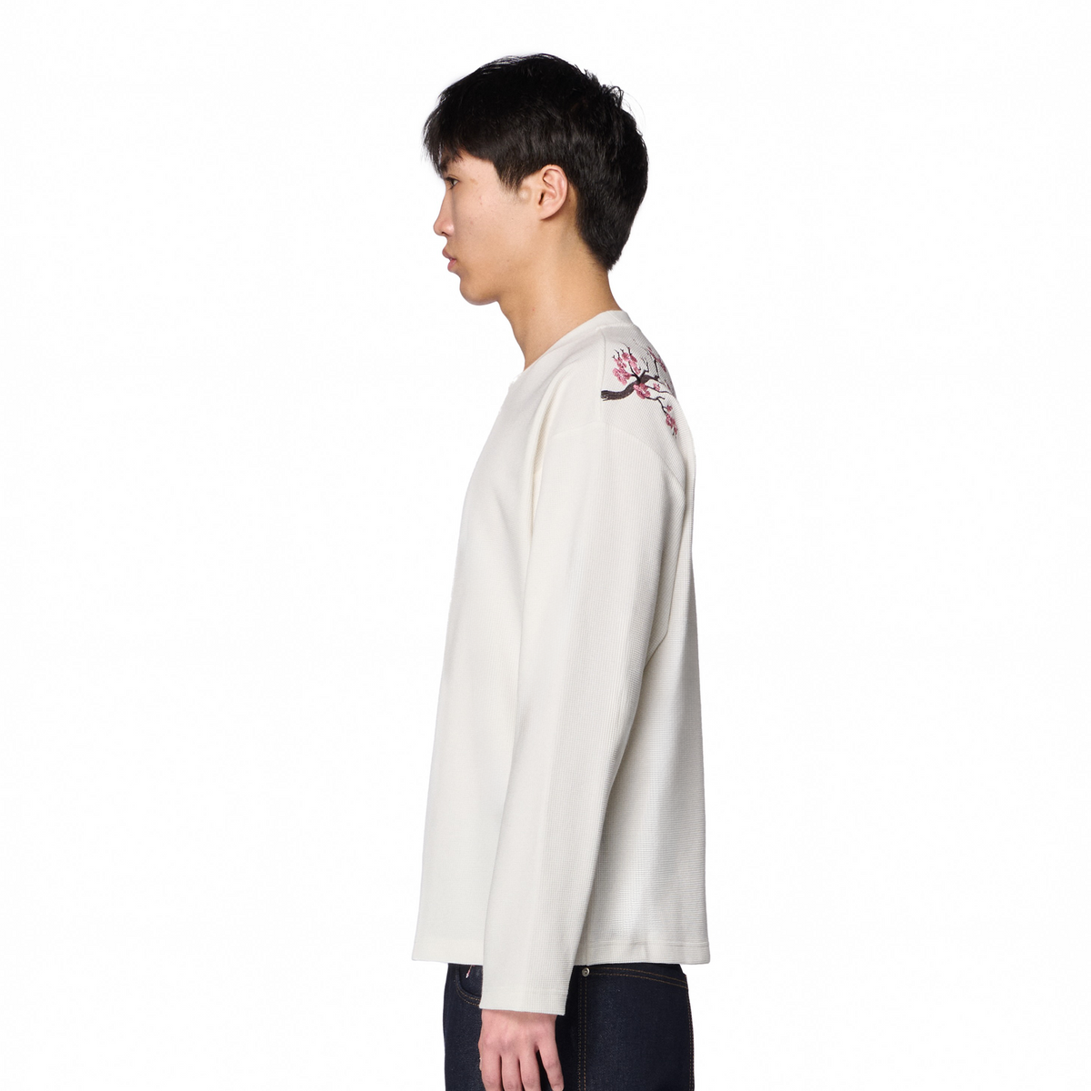 "blossom" waffle Longsleeve off white