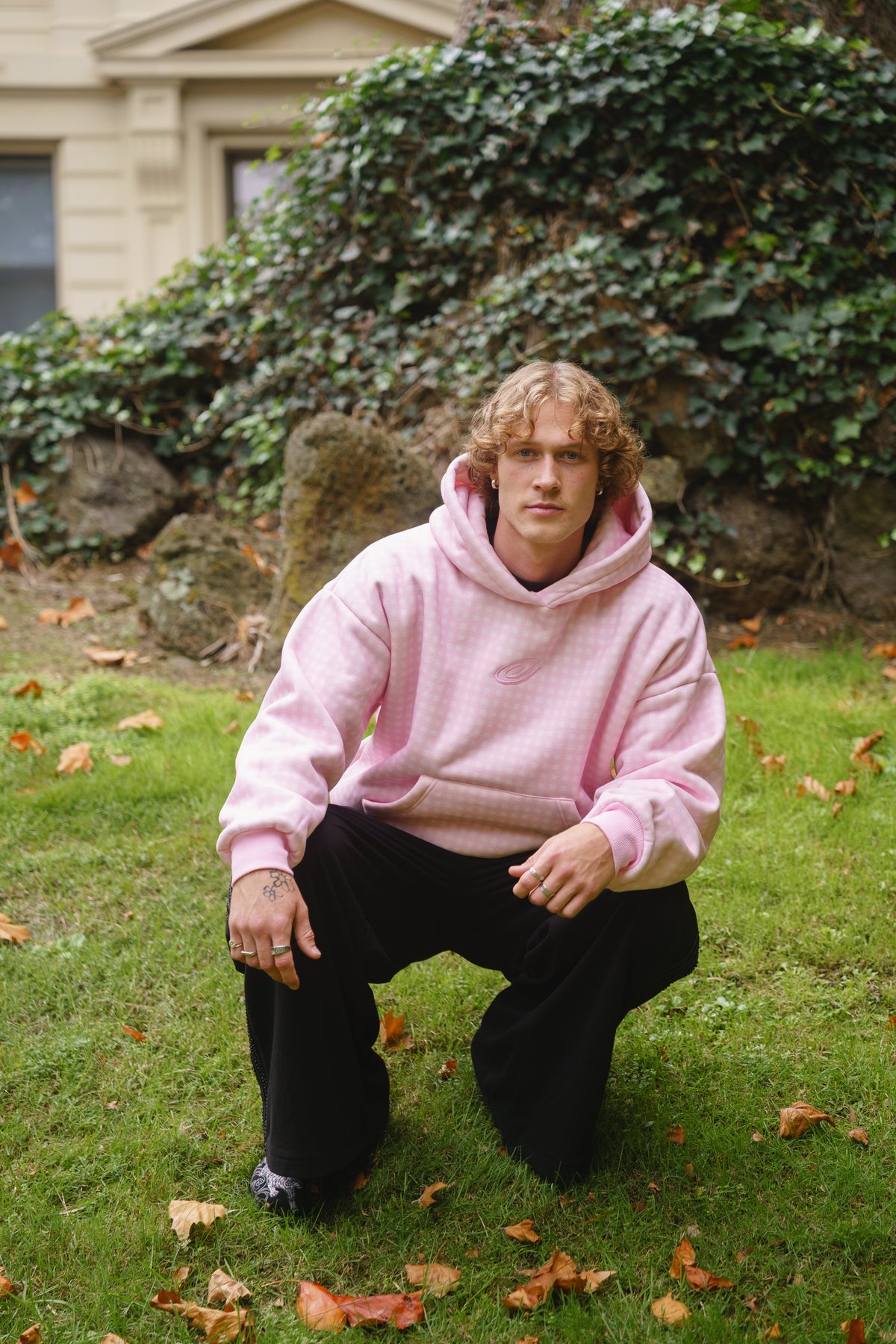 Gingham Hoodie - Pink