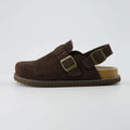Retro Suede Double-Buckle Slip-On Sandals