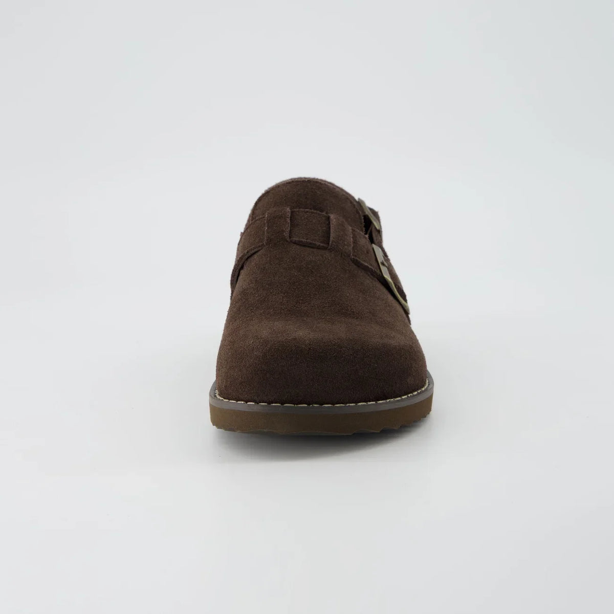 Retro Suede Double-Buckle Slip-On Sandals