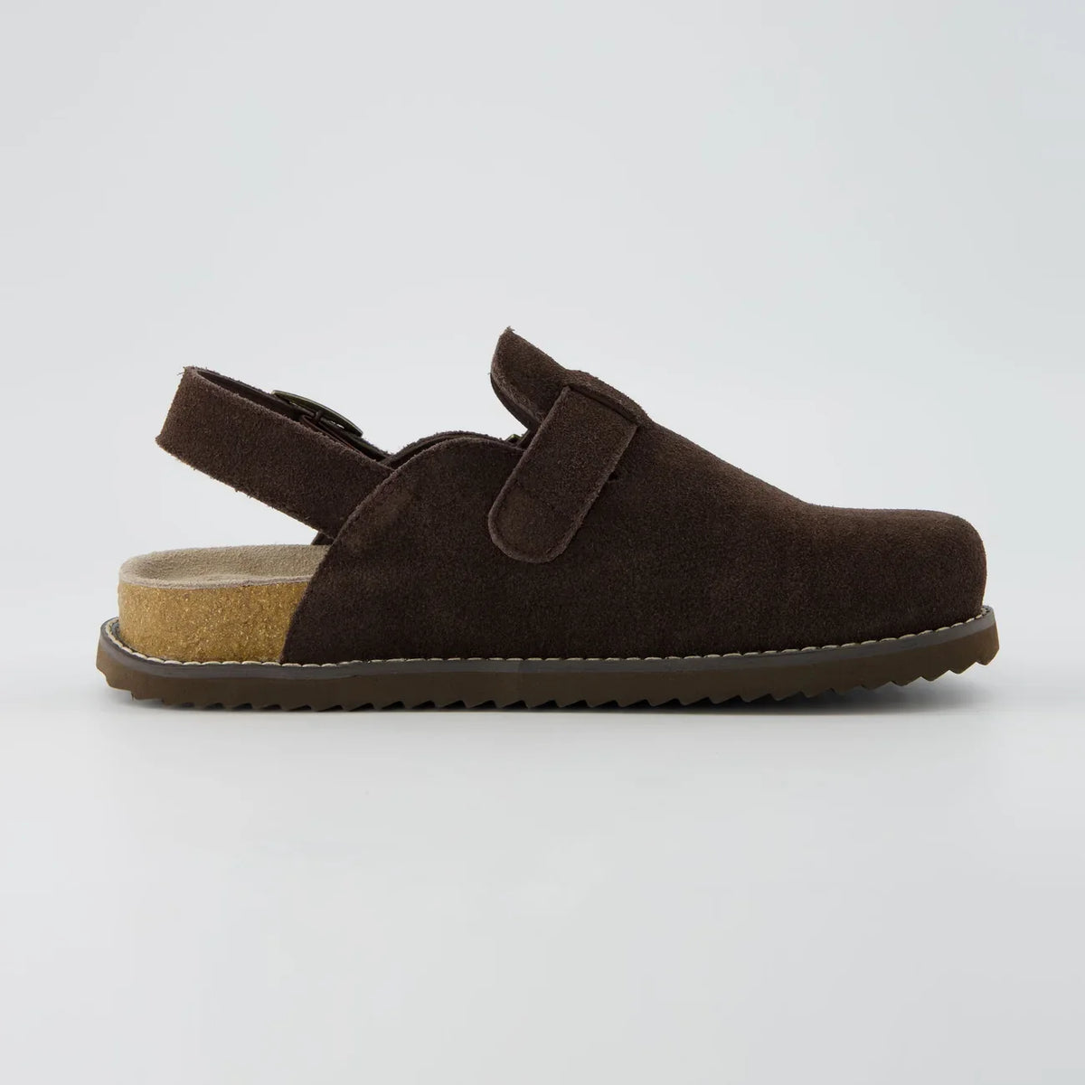 Retro Suede Double-Buckle Slip-On Sandals