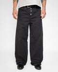 BLACK WASHED HERRINGBONE TWILL PANTS
