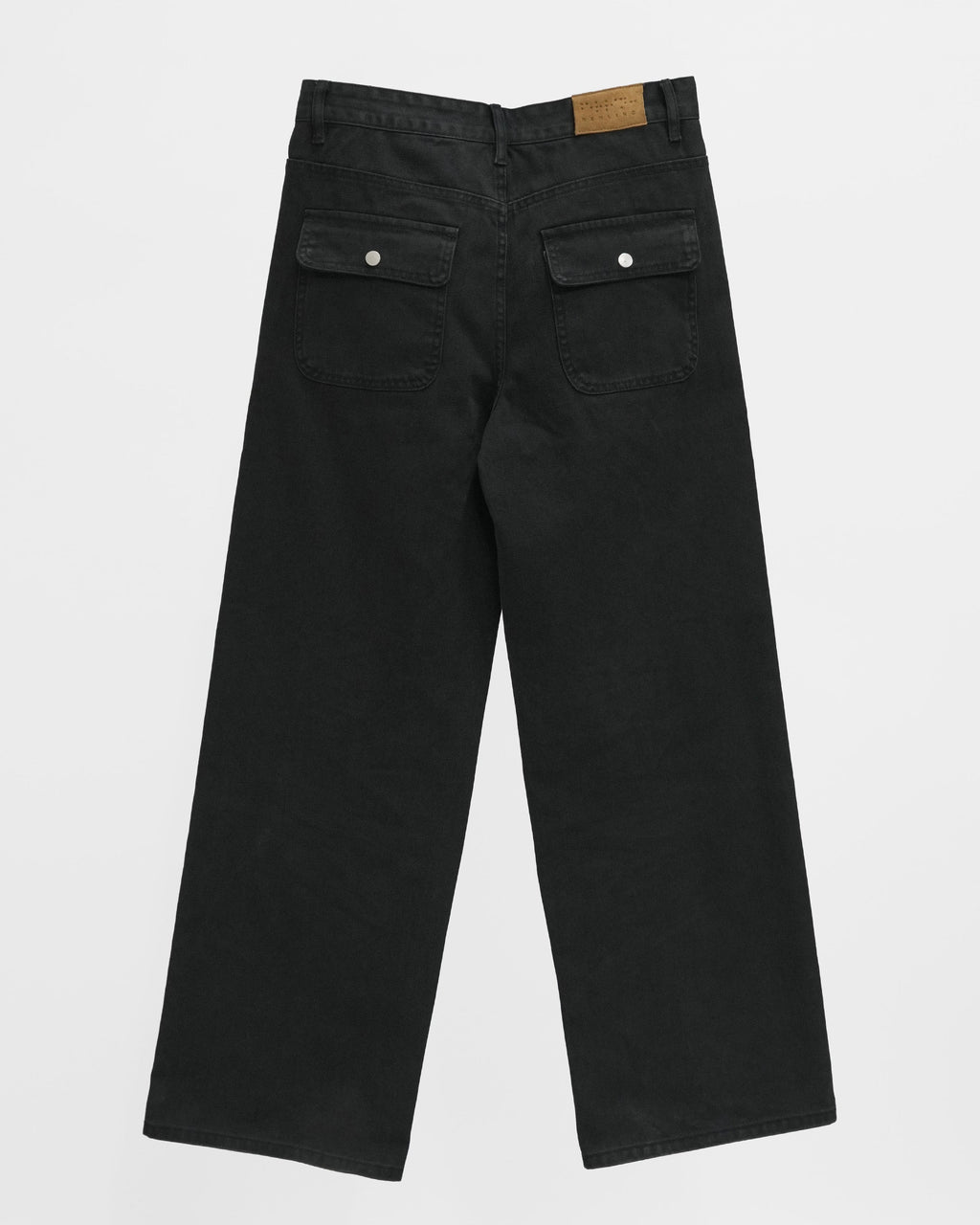 BLACK WASHED HERRINGBONE TWILL PANTS