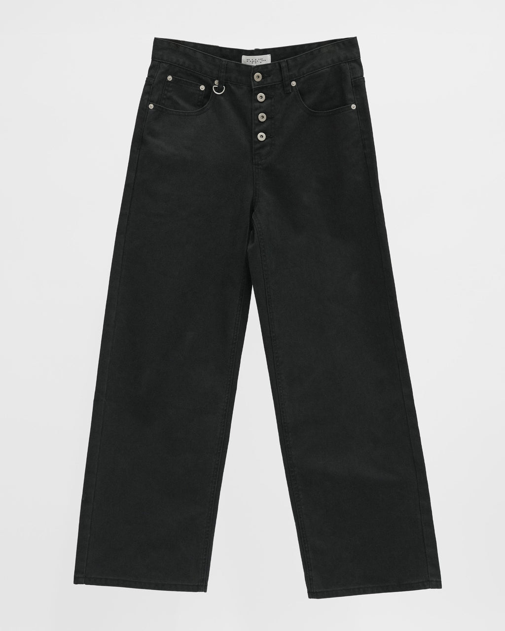 BLACK WASHED HERRINGBONE TWILL PANTS