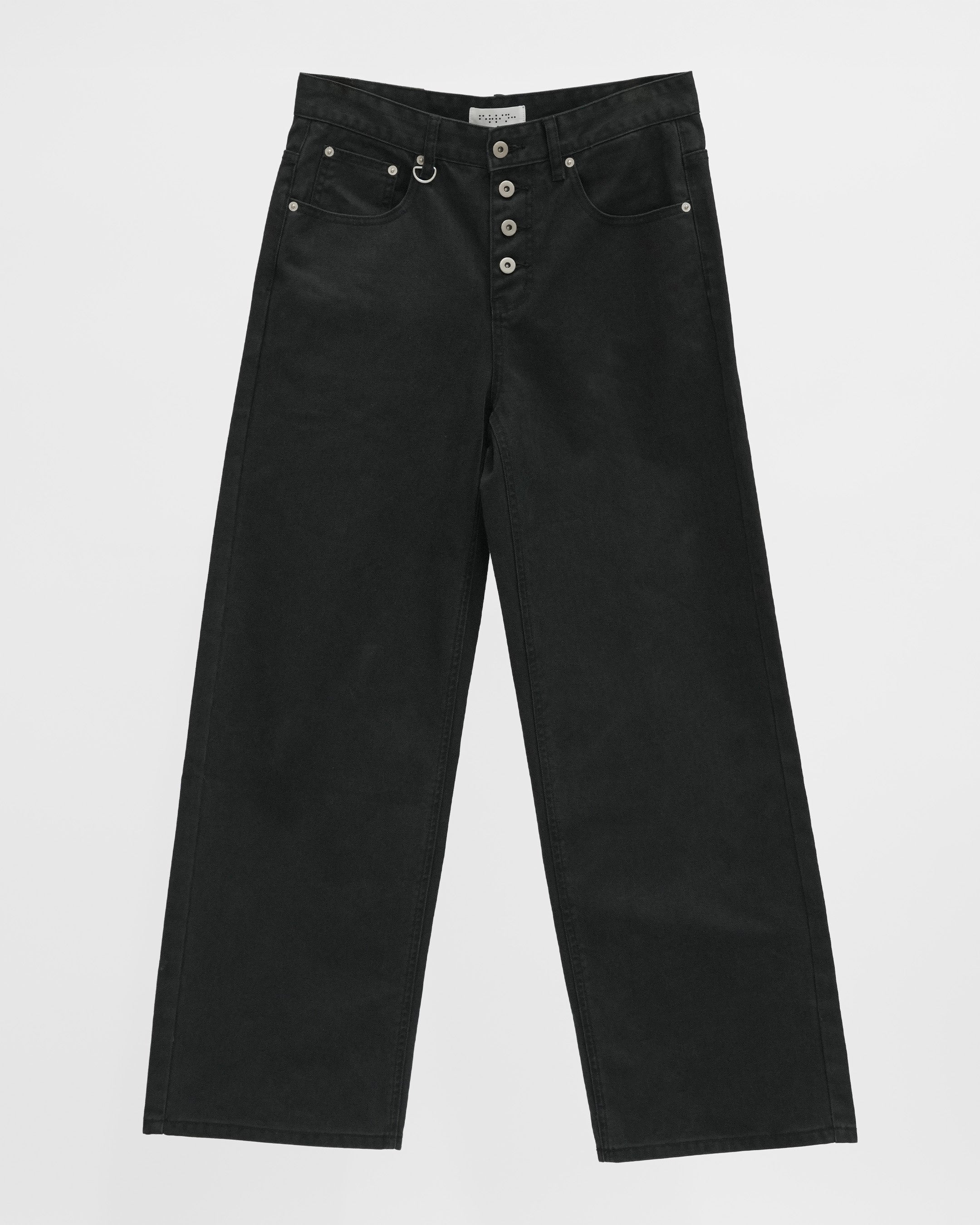 BLACK WASHED HERRINGBONE TWILL PANTS