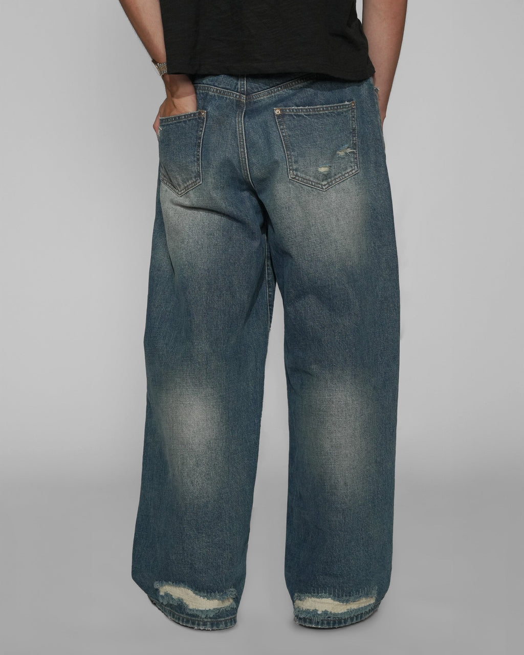 sashiko japanese selvedge loose fit jeans