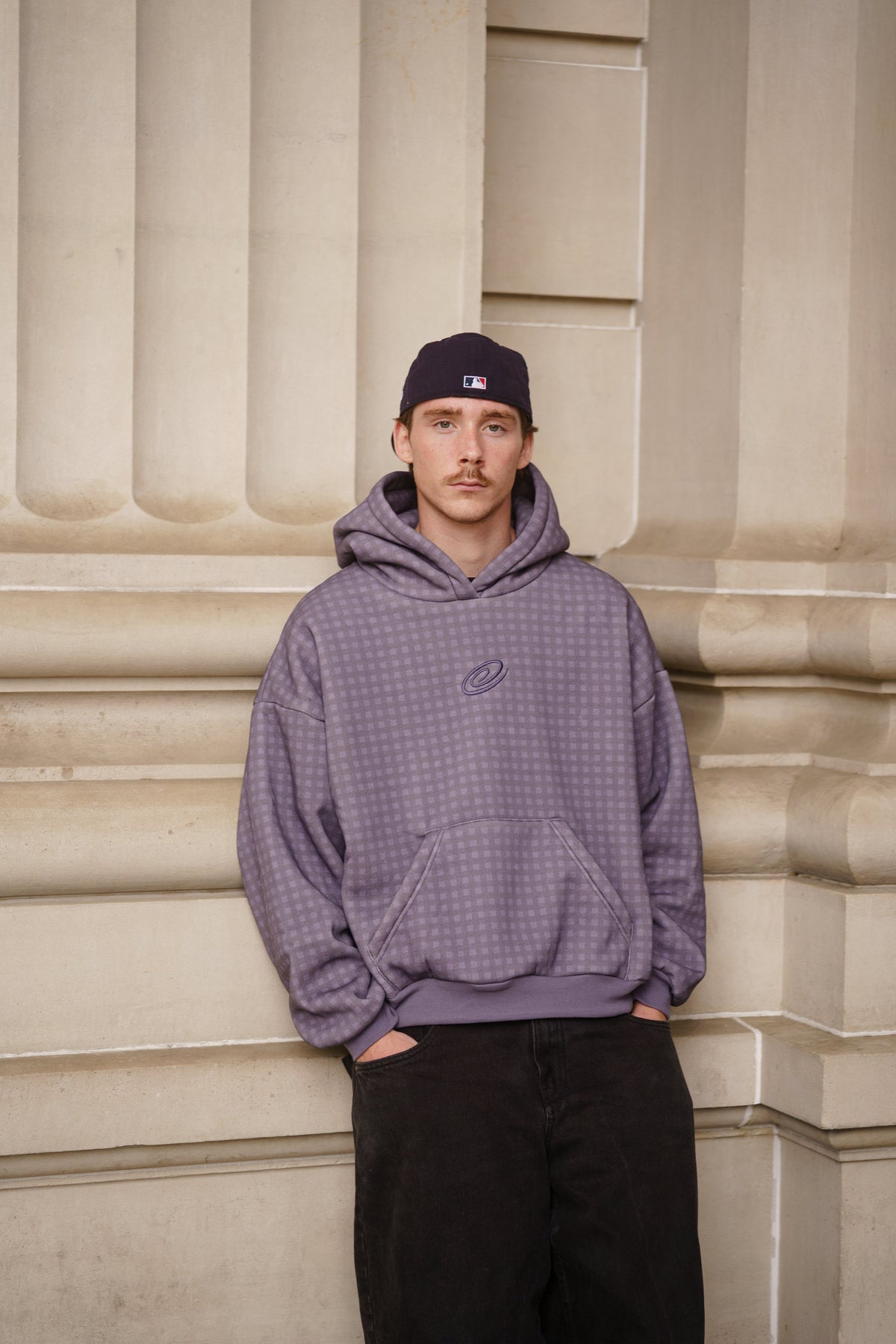 Gingham Hoodie - Vintage Purple