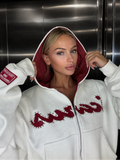 Red Crocodile Studded Zip-Up Hoodie