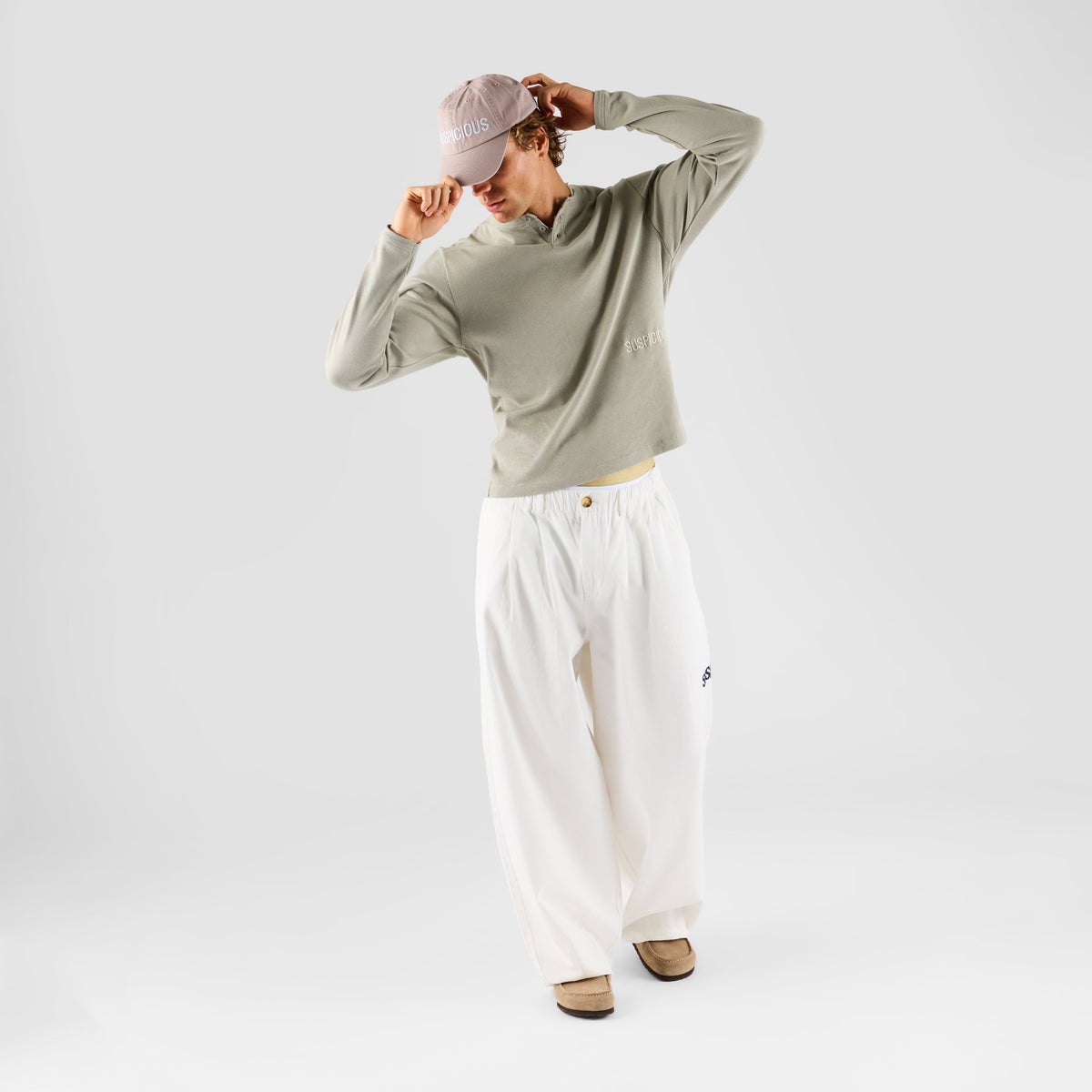 Core / Core Slim Ribbed Henley Longsleeve - Rhino