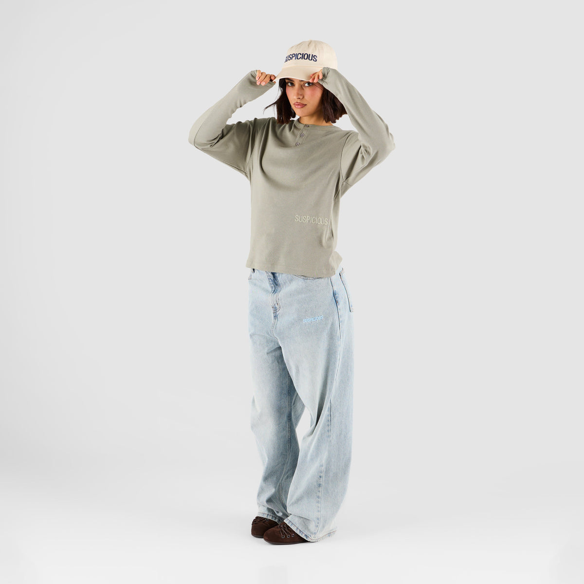 Core / Core Slim Ribbed Henley Longsleeve - Rhino