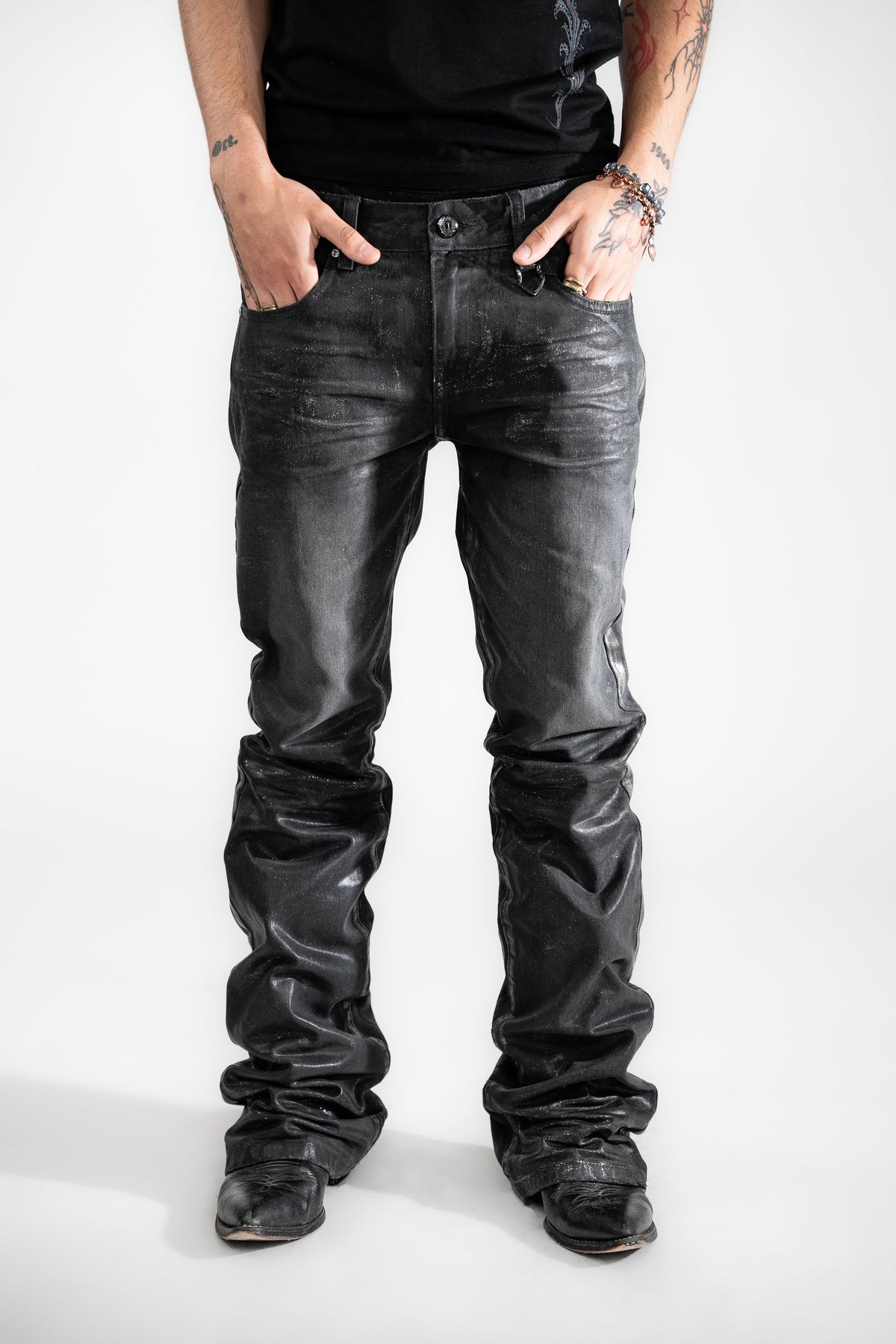 Void Glitter Waxed Denim (Black)