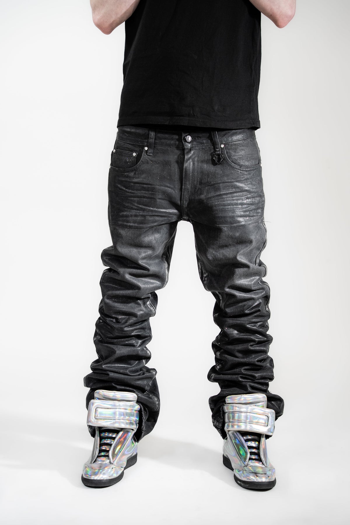 Void Glitter Waxed Denim (Black)