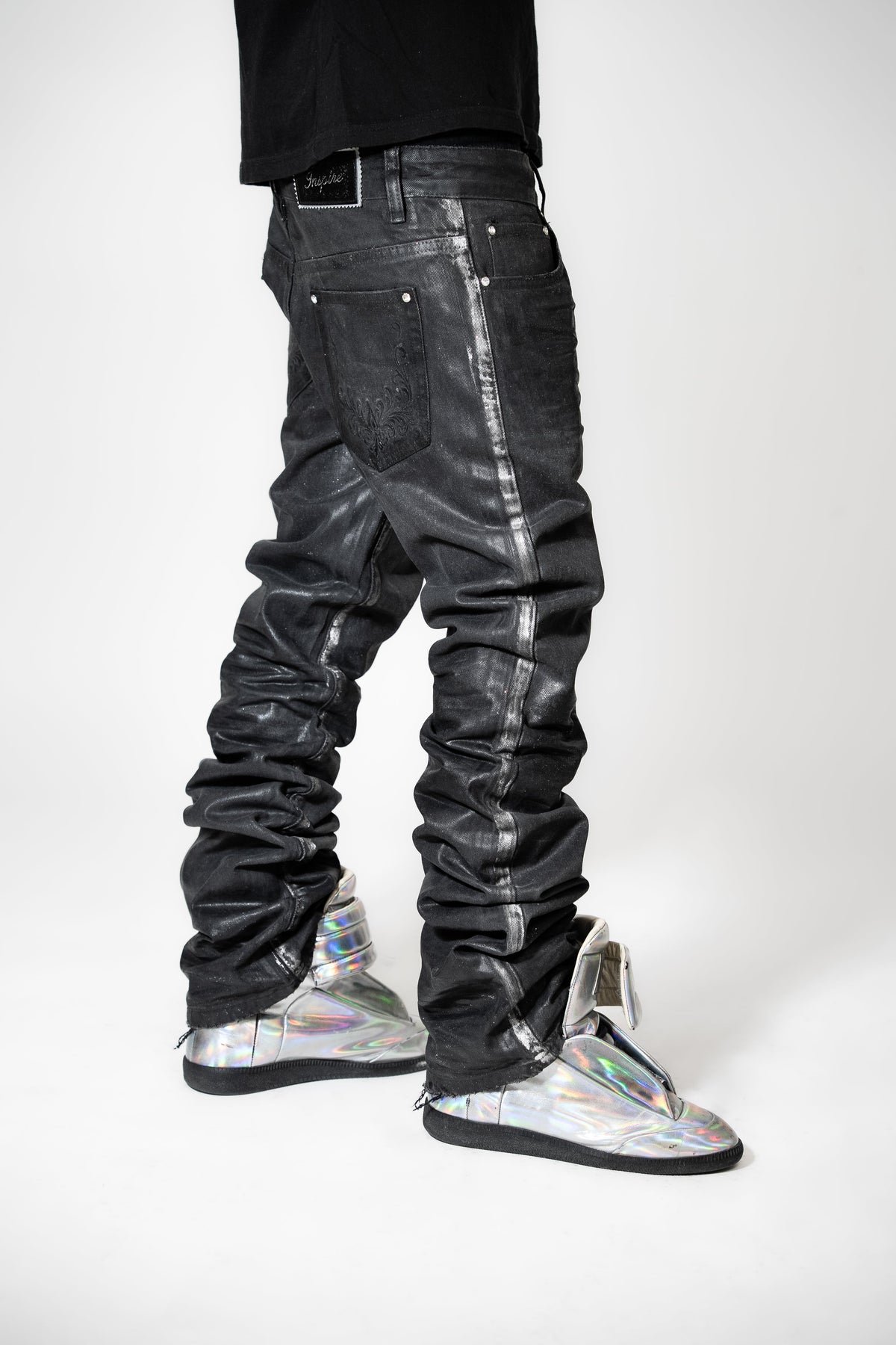Void Glitter Waxed Denim (Black)